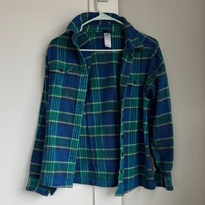Patagonia Blue and Green Plaid Button-Up Shirt
